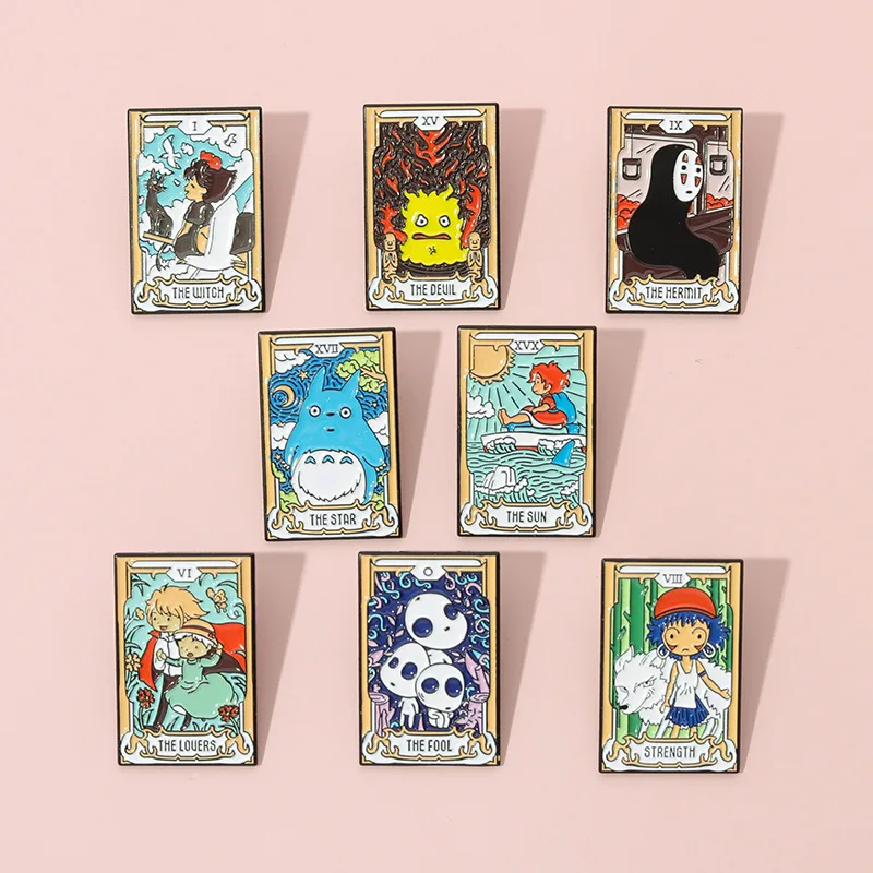 Kreatív Anime Tarot Fém, Zománc, Csapok Rajzfilm Anime Karakter Kártya Bross Aranyos Hátizsák Cosplay Ruha Kiegészítők, Ajándék, Jelvény