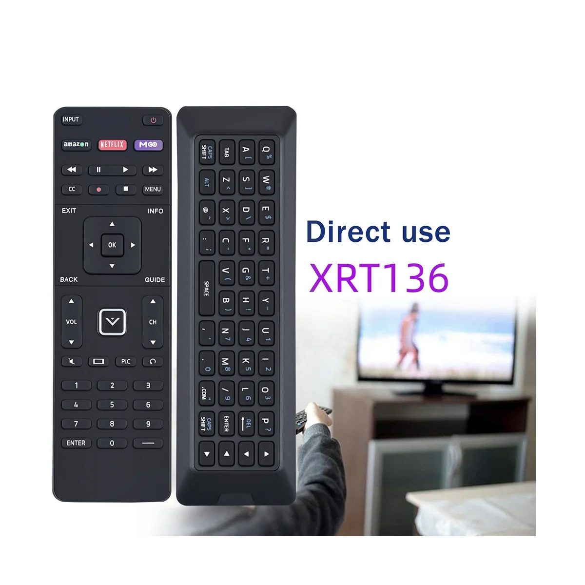 XRT136 Kétoldalas Gomb Távirányító Alkalmas a VIZIO TV Távirányító XRT136 Csere Távoli